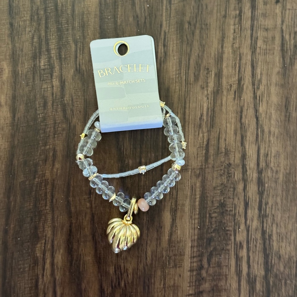 Anthropologie clear mixed beaded stretch Bracelet Set